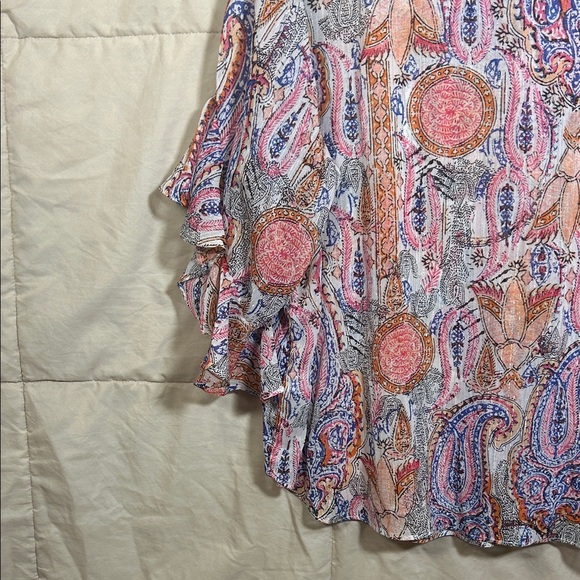 Vince Camuto Pink, Blue & Silver Paisley Blouse - Picture 7 of 9
